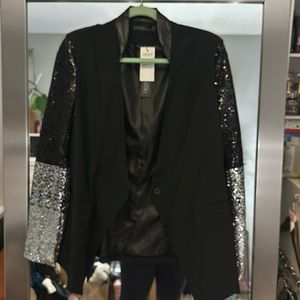 Zanzea Collection Black Blazer with Sequin Black/Silver Sleeves Sz 12